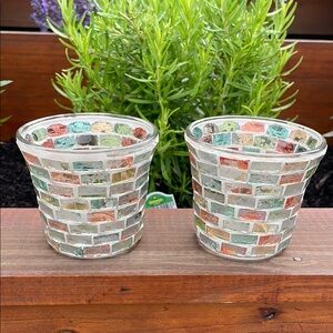 Yankee Candle soft pastel colors throughout Mosaic Accents Candle Holders